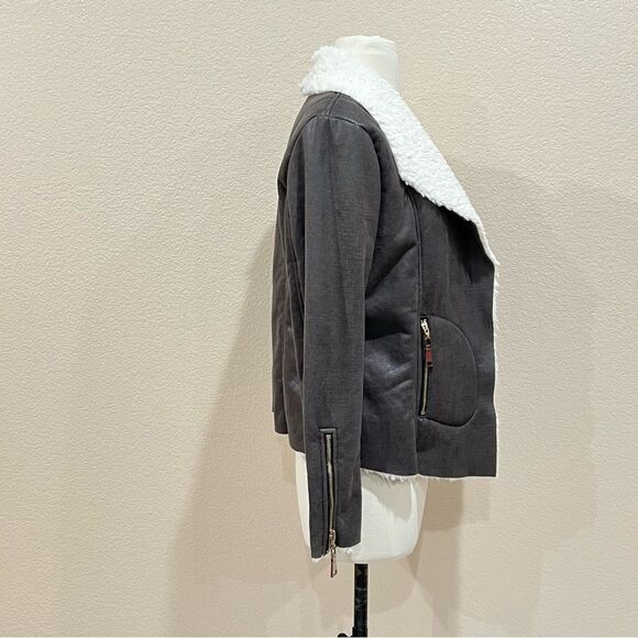 Soft Surroundings Taupe Faux Suede Sherpa Lined Jacket Size Small - Picture 4 of 10